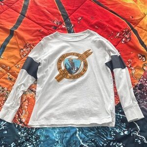 Polo by Ralph Lauren Kids White and Navy Long Sleeve Tee